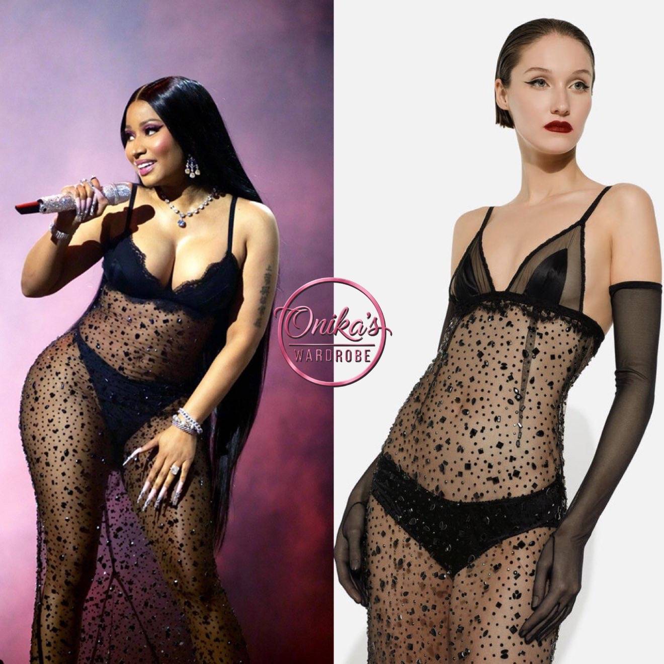 Nicki Minaj wearing Dolce & Gabbana coat + Dolce & Gabbana Long tulle slip dress