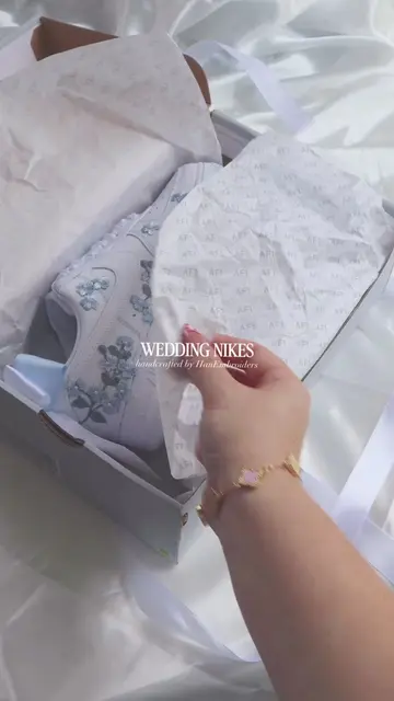 which pair were your favorites??🤭👟✨💌💍🤍🕊️ #nikes #weddingshoes #brideshoes 
