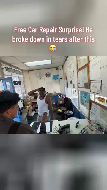Free Car Repair Surprise! He broke down in tears after this😭 #freerepair #emoti