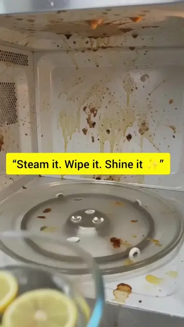 ✨ Steam it. Shine it. Wipe it! ✨ Say goodbye to a greasy, messy microwave and he