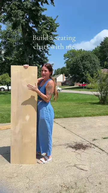 I had a vision… and a piece of plywood 😂🪚🤎 Building + staining my own wedding
