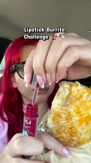 Testing if the @NYX Professional Makeup lipstick lasts after eating a burrito #n