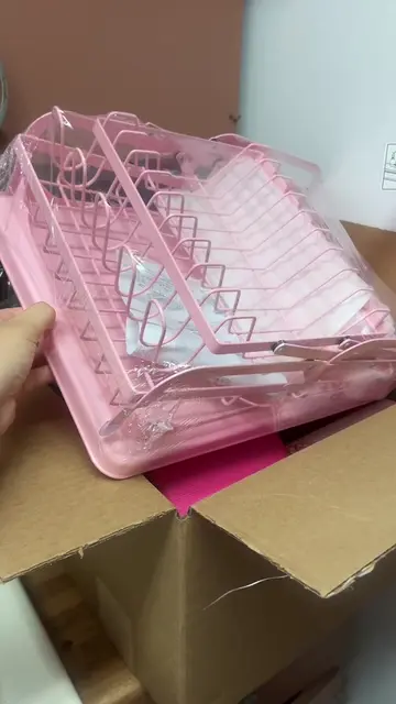 I love my new pink dish rack! It has so much space! 💕💖 brightened my kitchen u