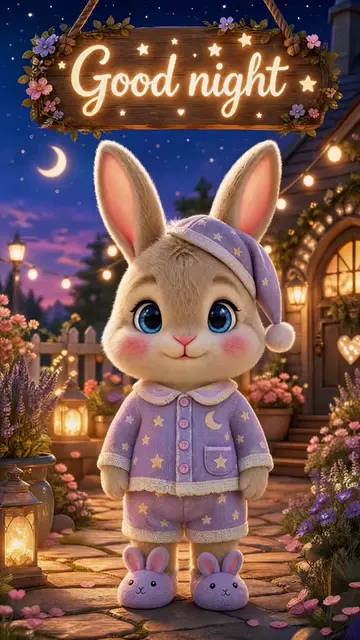 Cute Bunny Good Night Wishes 🌙 Send Sweet Dreams! ✨ Sending you soft night bree