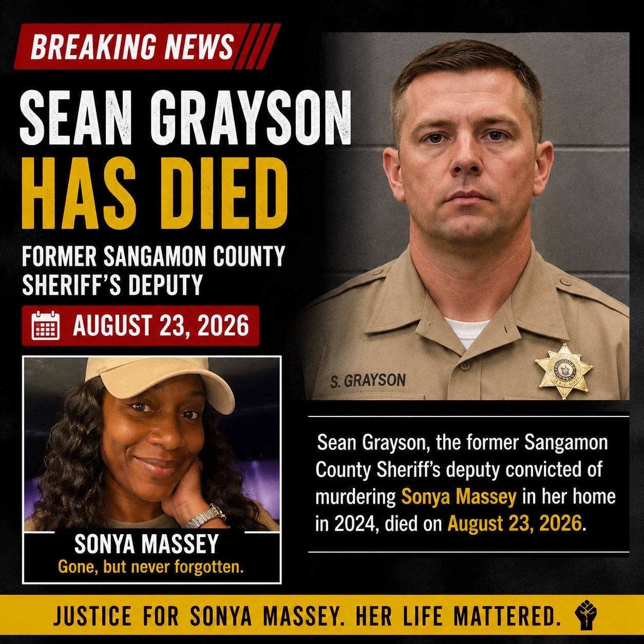 Sean Grayson, the former Sangamon County Sheriff's deputy convicted of murdering