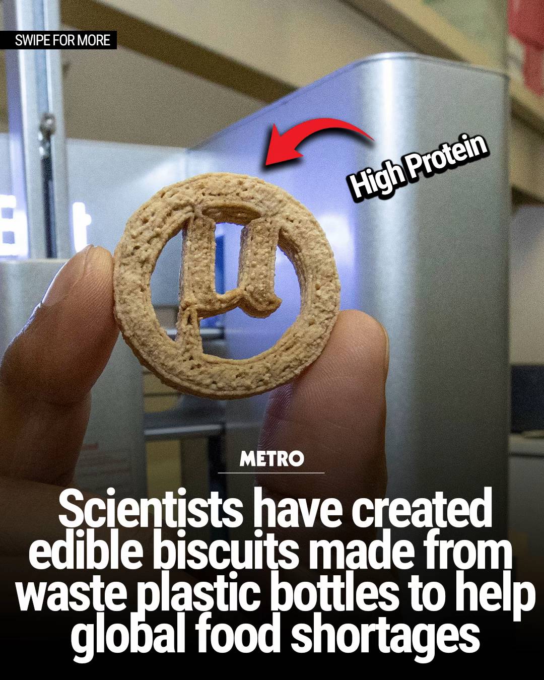 Scientists have made protein biscuits from plastic bottles which could be a game