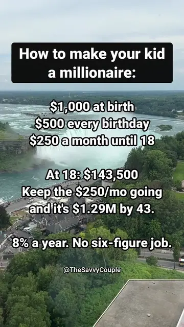 $1,000 at birth. $500 every birthday. $250/month. That's a millionaire kid. #gen