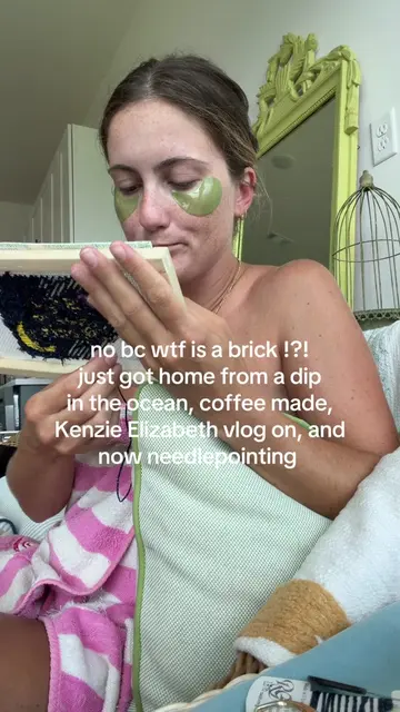 This is my own form of brick lol #needlepointtiktok #needlepointcanvas #needlepo