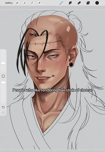 I HATE rendering hair 😭😭😭 #arttutorial #geto #sketchvsfinal #jjk #kenjaku 