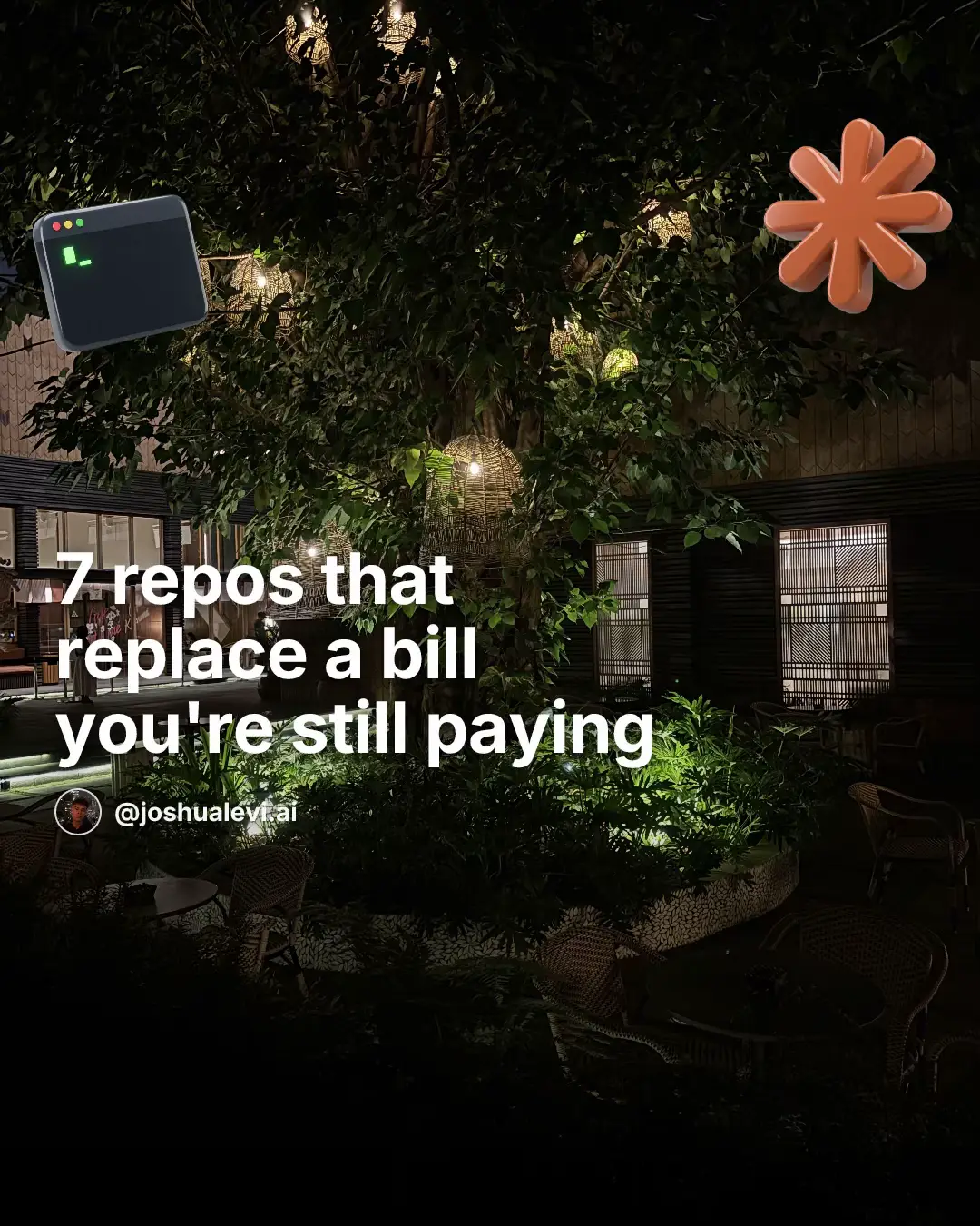 Seven tools you can host yourself, each one replacing something that bills you e