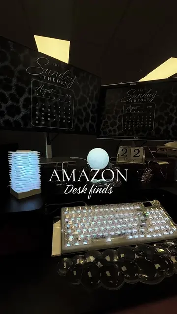 Amazon Desk Finds 🖤✨#amazonfinds #DeskSetup #acrylicdesk #fyp #SundayTheory 