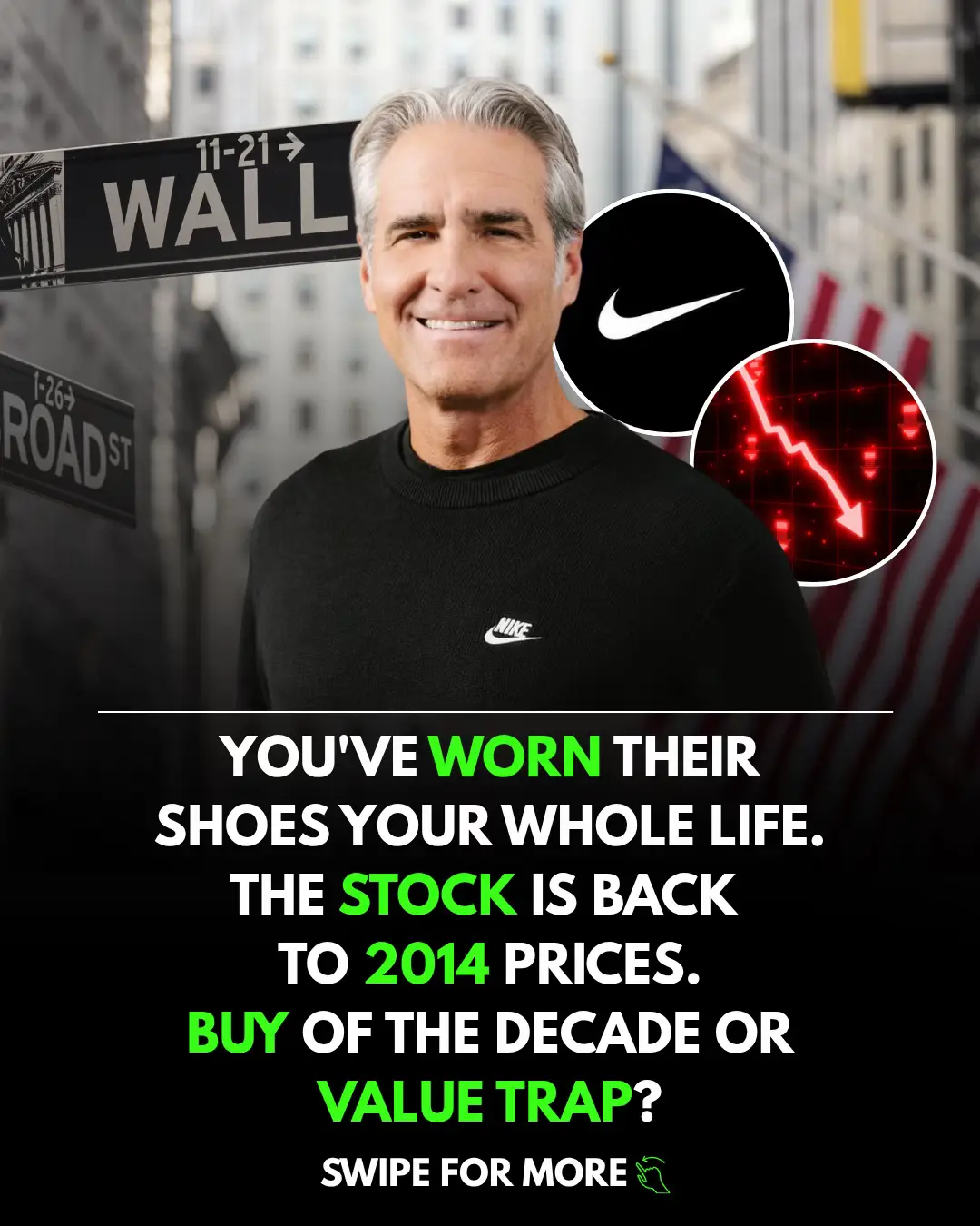 Nike is at a 12-year low. Here’s the thing that made me post this. The stock tra