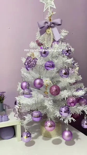 my mini christmas tree as a purple girlyyy 🎄💜⭐️ #christmastree #minichristmast