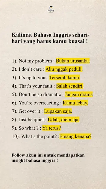 Jangan lupa save & follow akun ini untu belajar bahasa inggris bareng..... #engl