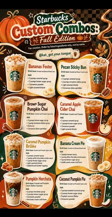 ⚠️Not affiliated with this company. 8 custom Starbucks combos to try for the fal