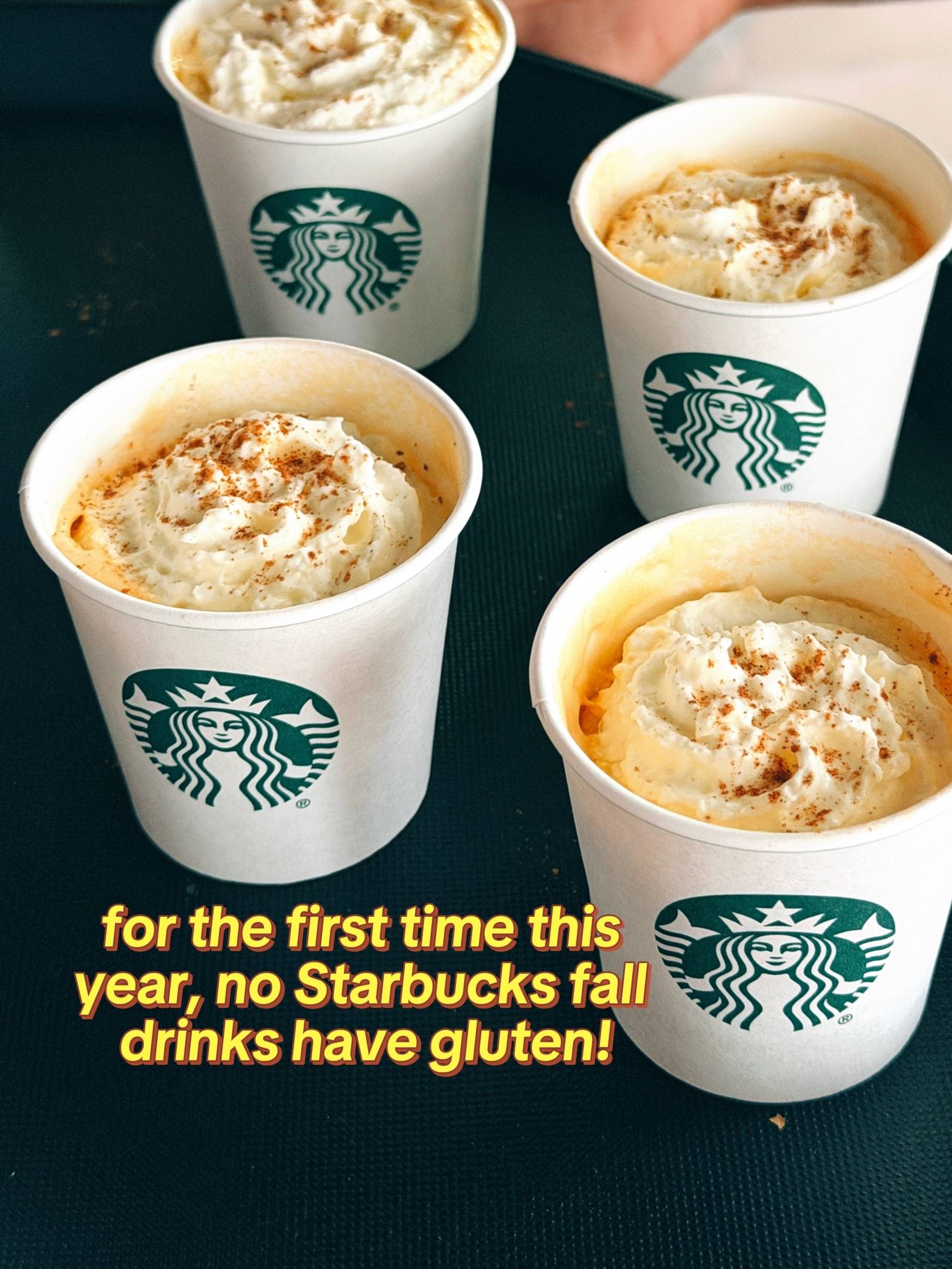Today the fall menu drops at Starbucks and for the first time they’re all gluten