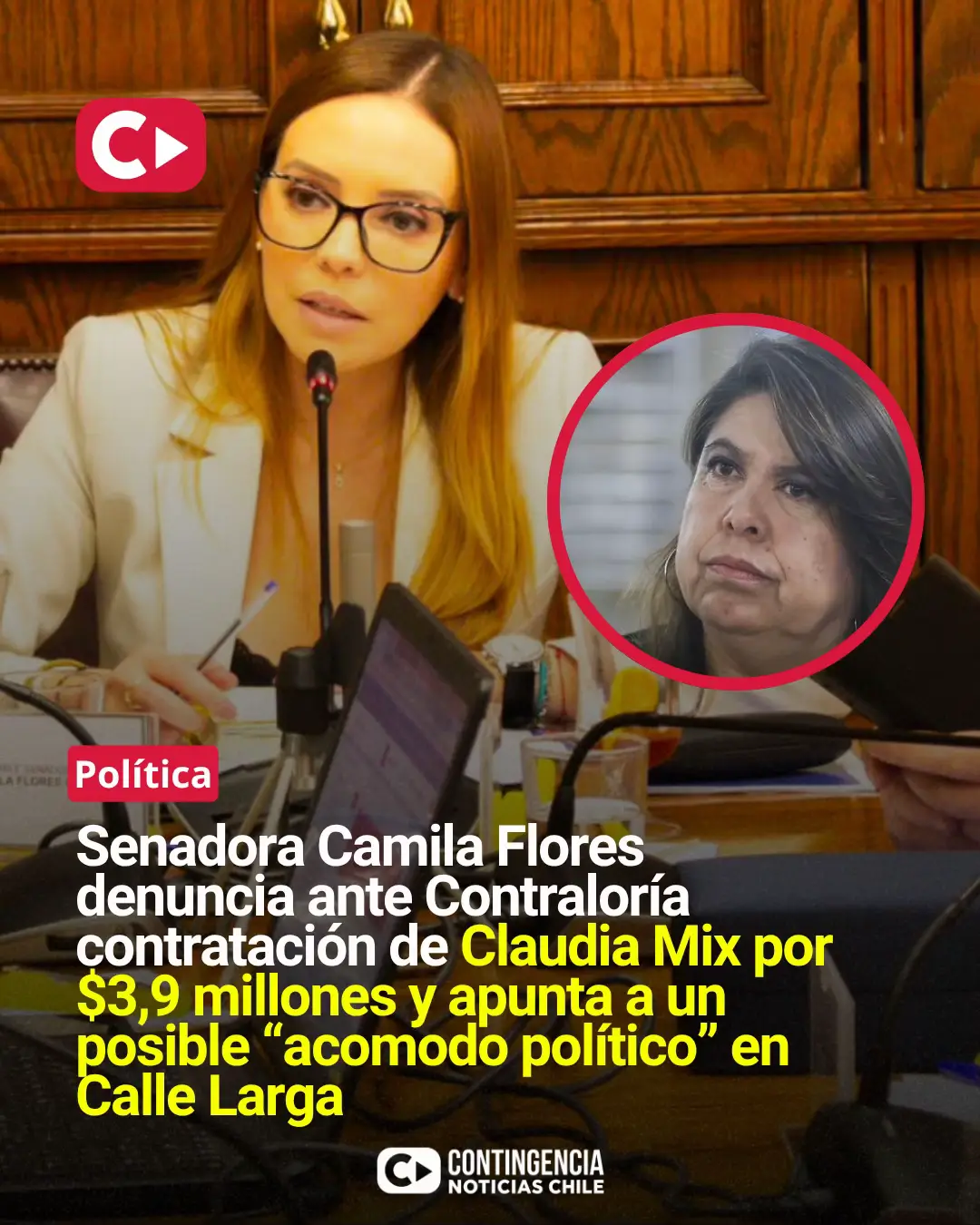 La senadora por Valparaíso, Camila Flores, acudió a la Contraloría General de la