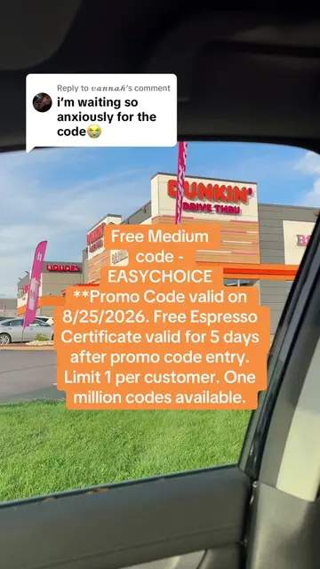 Replying to @𝓿𝓪𝓷𝓷𝓪𝓱 here is the code for free Dunkin drink today #dunkin #