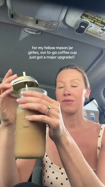 These Mason jar cups are SO good I need every color!! 🤎💚💛💜🩵 #masonjar #coff