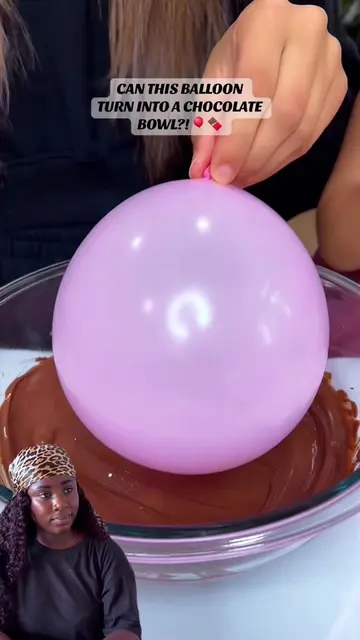 Testing: balloon + chocolate + sprinkles = edible bowl? 👀 #InternetVsReality #C
