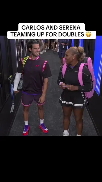 #CarlosAlcaraz and #SerenaWilliams teaming up at the #USOpen 🙌 #tennis #espnsoc