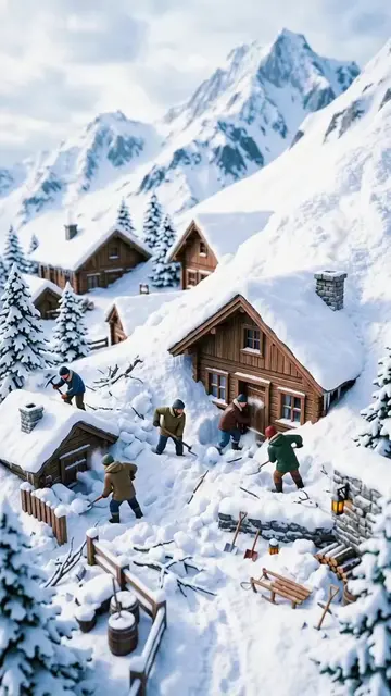 Saving the Mini World ❄️ | Giant Shovel Rescue ASMR An avalanche completely buri