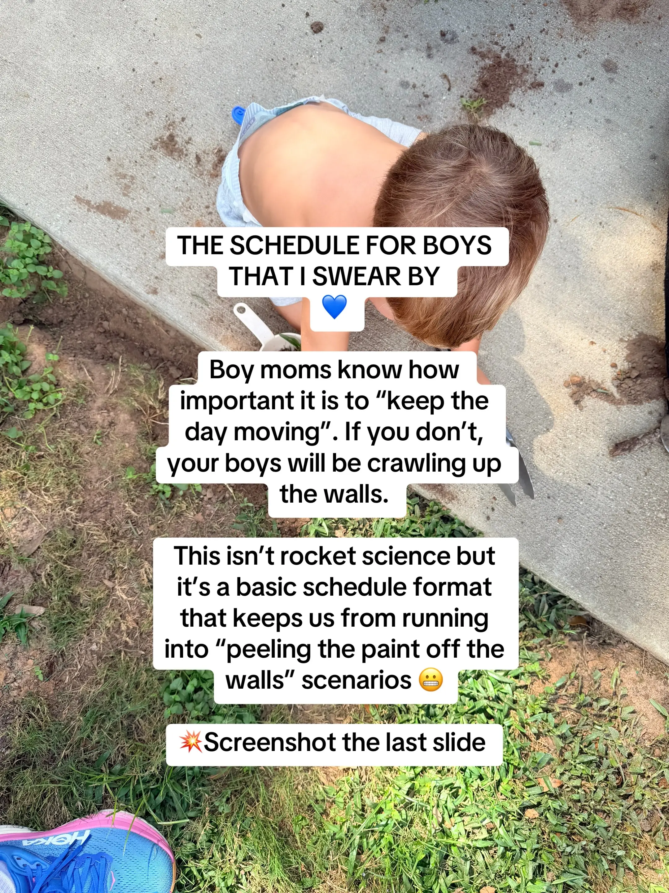 This isn’t rocket science but it’s a basic schedule format that keeps us from ru