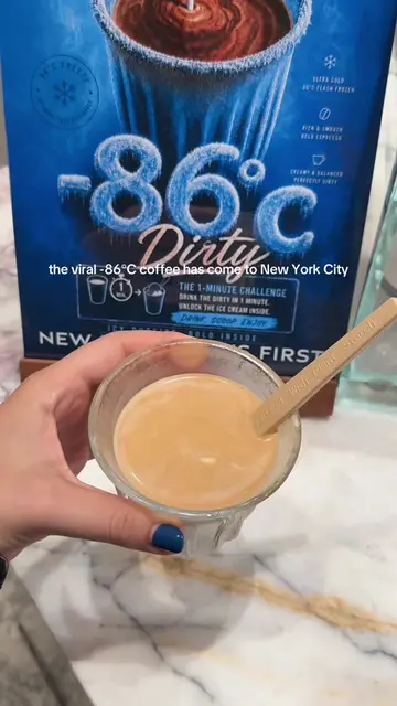 The viral frozen coffee cup freezes the milk as it is poured inside and topped o