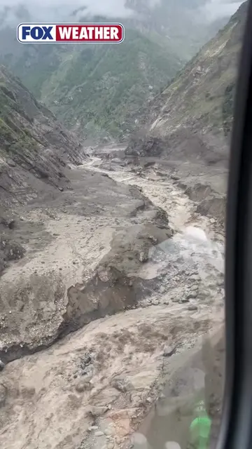 DESTRUCTIVE PATH 🚨: A massive flash flood swept through Rasuwa, Nepal, leaving 
