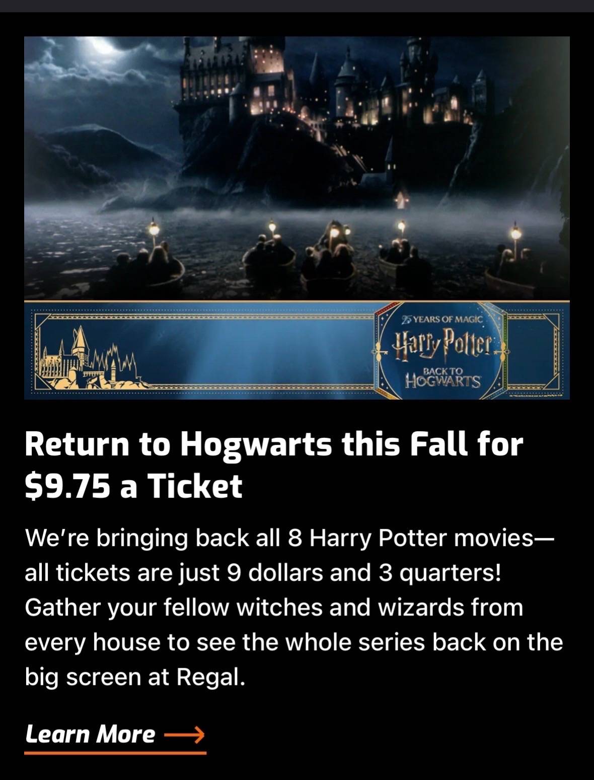 Pack your trunks and grab your broomsticks! Regal is bringing all 8 Harry Potter