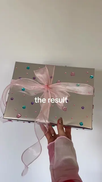 this was way easier than i thought 🎀 #whimsy #DIY #giftwrapping #rhinestones #b