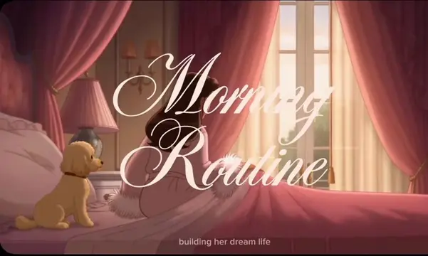 My morning routine 🤍🎀 #creatorsearchinsights #Cartoon #ThatGirl #LifestyleTok 
