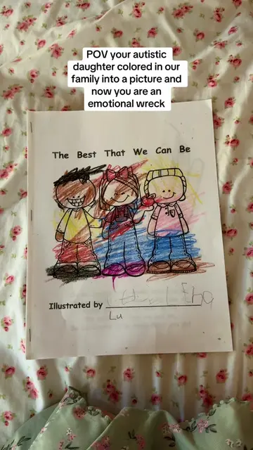 My blonde hair, dads dark hair, she colored his work clothes, her mixed skin col