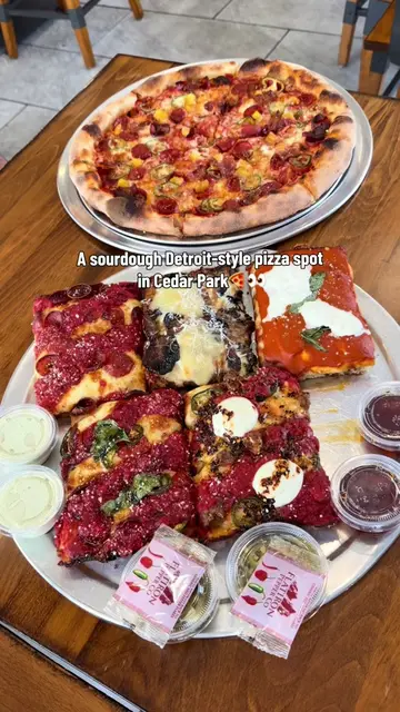 📍Kizza Pizza  This Cedar Park spot serves up thick, crispy Detroit-style pizza 