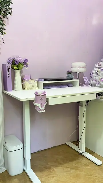 finally got my dreaaam electric table 🥺💜 #electriclifttable #desksetup #studyt