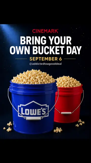 🍿 Bring ANY container to Cinemark on Sunday, September 6, and they’ll fill it w