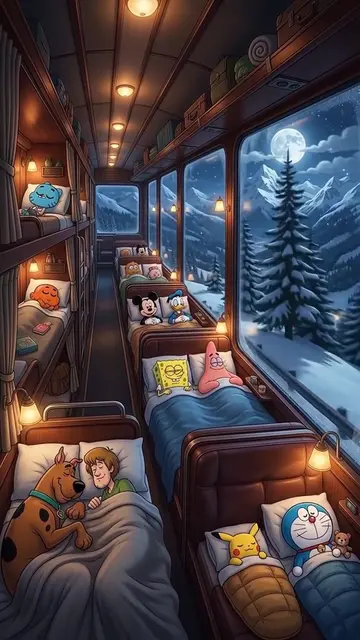 Your favorite childhood cartoons fell asleep on a night bus through the snowy mo