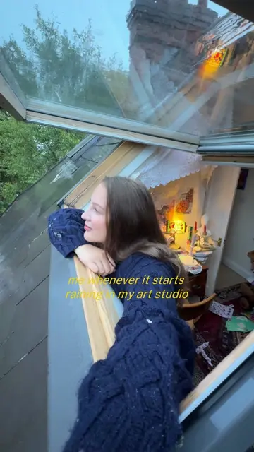 the cosiest little attic art studio 🌧️☔️ 