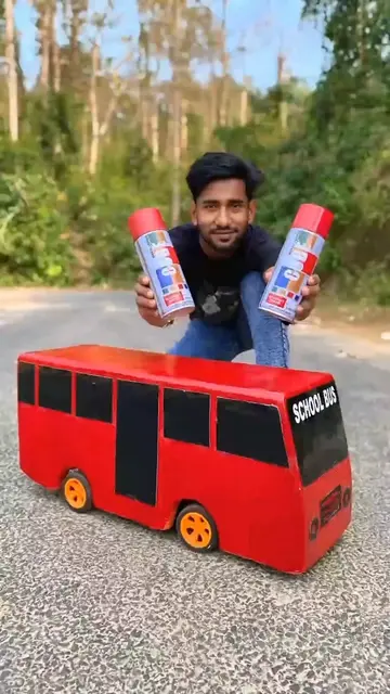 RC Homemade Bus Yellow To  Red   😃😍#toys #uktiktok #toysunboxing #viralvideos 