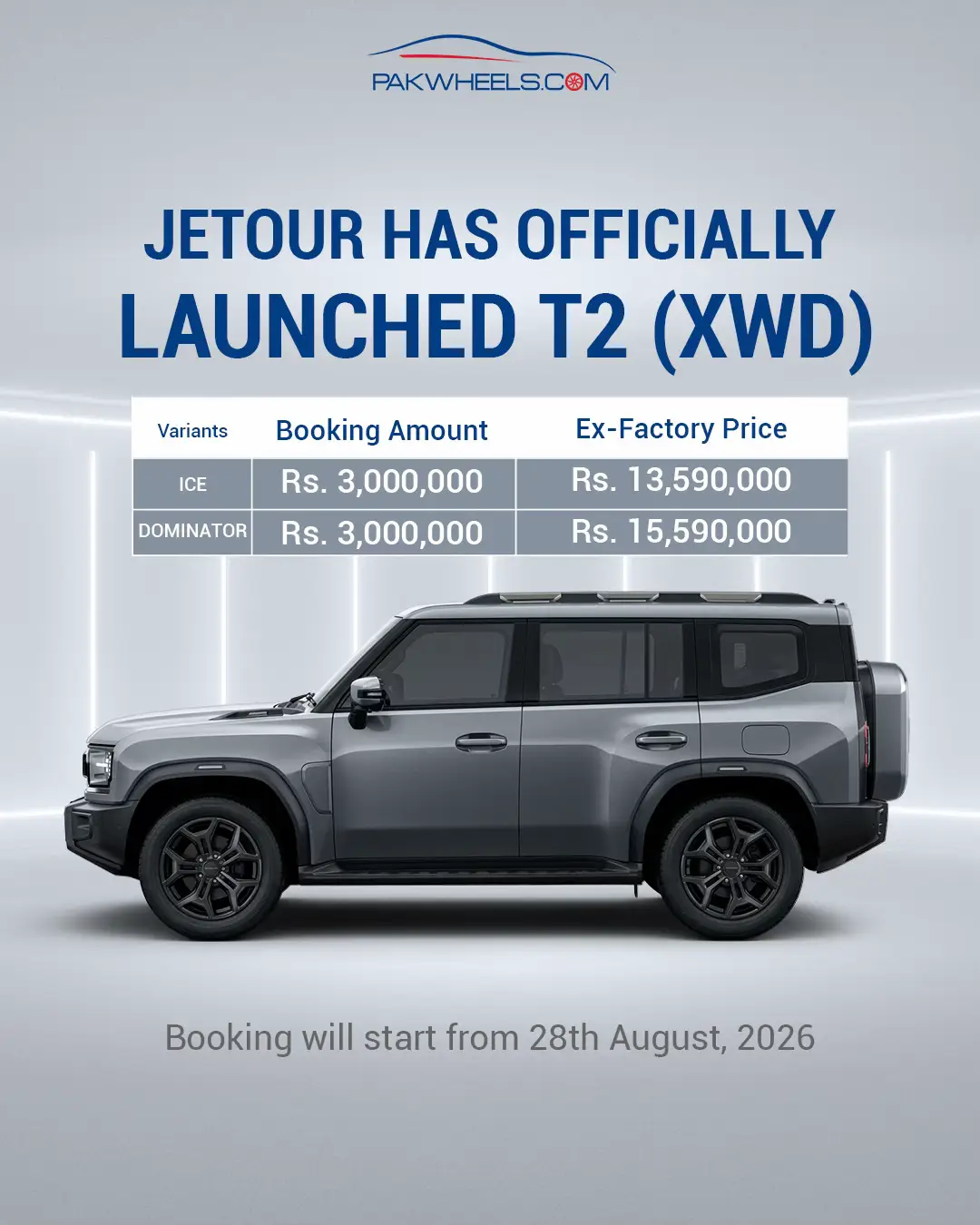 Jetour T2 XWD has officially launched at Rs. 13,590,000, while the Dominator is 