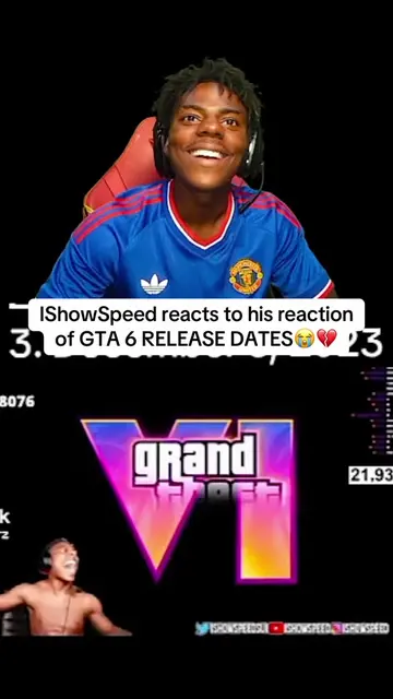 IShowSpeed reacts to his reaction of GTA 6 RELEASE DATES😭💔 #ishowspeed #gta #g