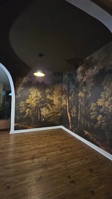 The moodiest wallpaper for the moodiest dining room. This Luxe Peel & Stick wall
