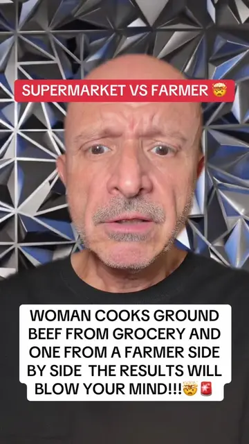 Woman cooks grocery store ground beef side by side with ground beef from a local