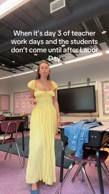 Ray of sunshine in this dress today!!!! #teachersoftiktok #teacherfashion #outfi
