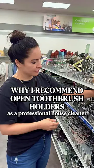 Professional house cleaner tip 🪥✨ I recommend open toothbrush holders because t