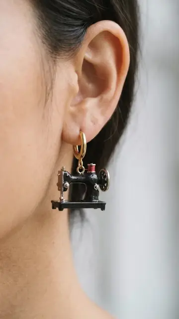The Tiny Sewing Machine Earring That Started Stitching! 🧵🪡✨#SewingMachineEarri