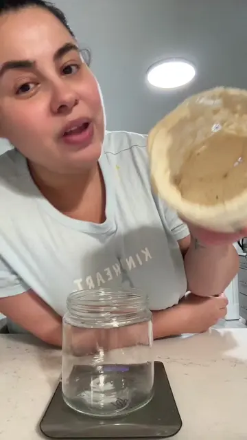 This is my go to feeding ratio to get a nice thick starter  🤎 ##sourdoughbread#