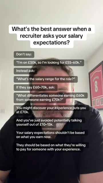 What’s the best answer when a recruiter asks your salary expectations? Don’t say