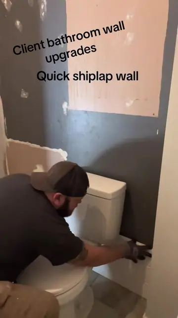 Accent Wall in Master Bathroom | Quick Shiplap Bathroom Wall Upgrade #canada_lif