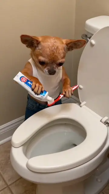 When the toothpaste falls into the toilet...#chihuahua #chihuahuas #chihuahuasof